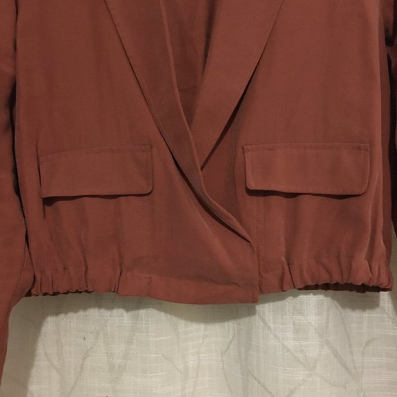 Rust Wash Cropped Retro Rayon Bomber Blazer - Picture 10 of 14